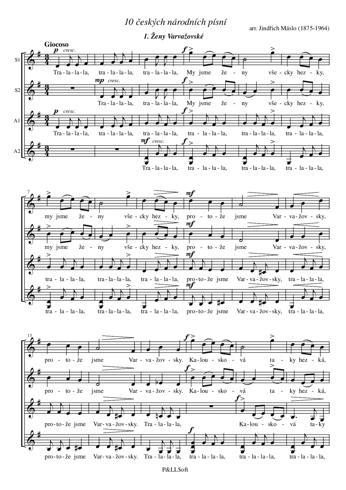 10 českých národních písní pro ženský sbor - Page 1