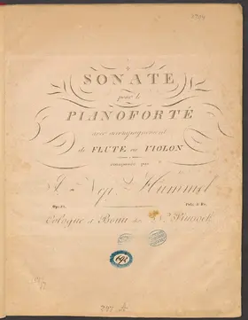 Sonate pour le pianoforte avec accompagnement de Flute ou Violon
