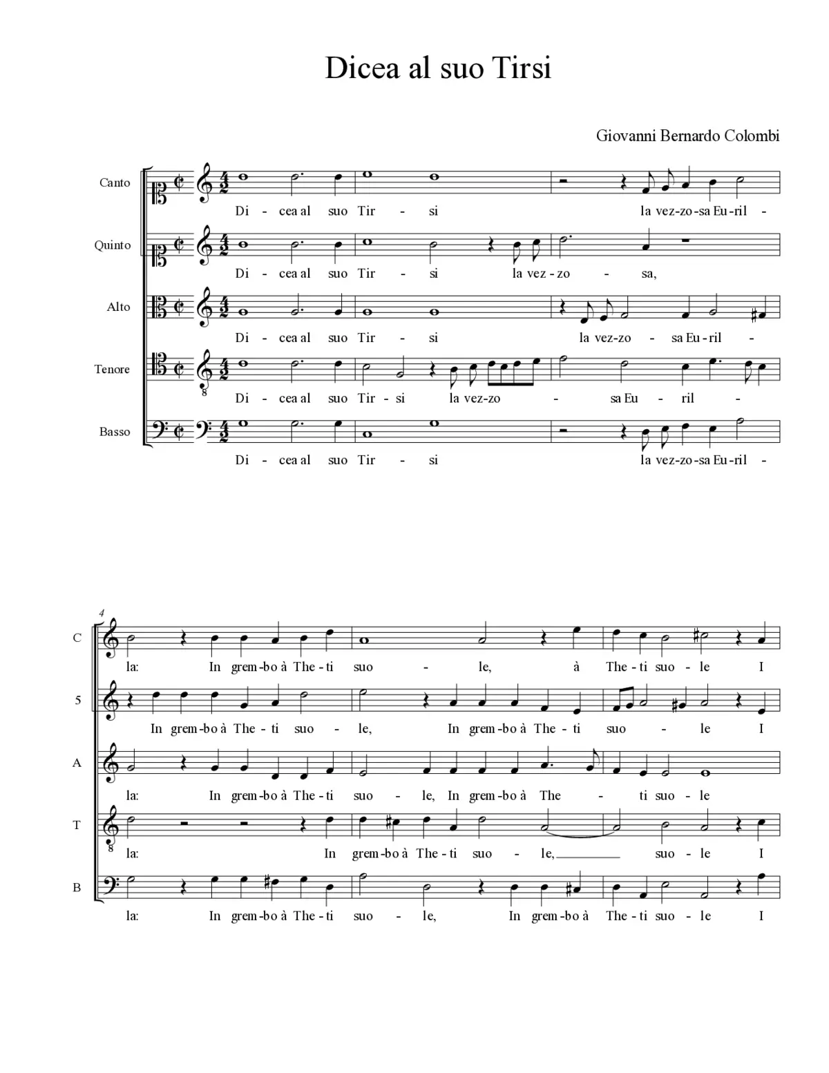 Dicea al suo Tirsi - Page 1