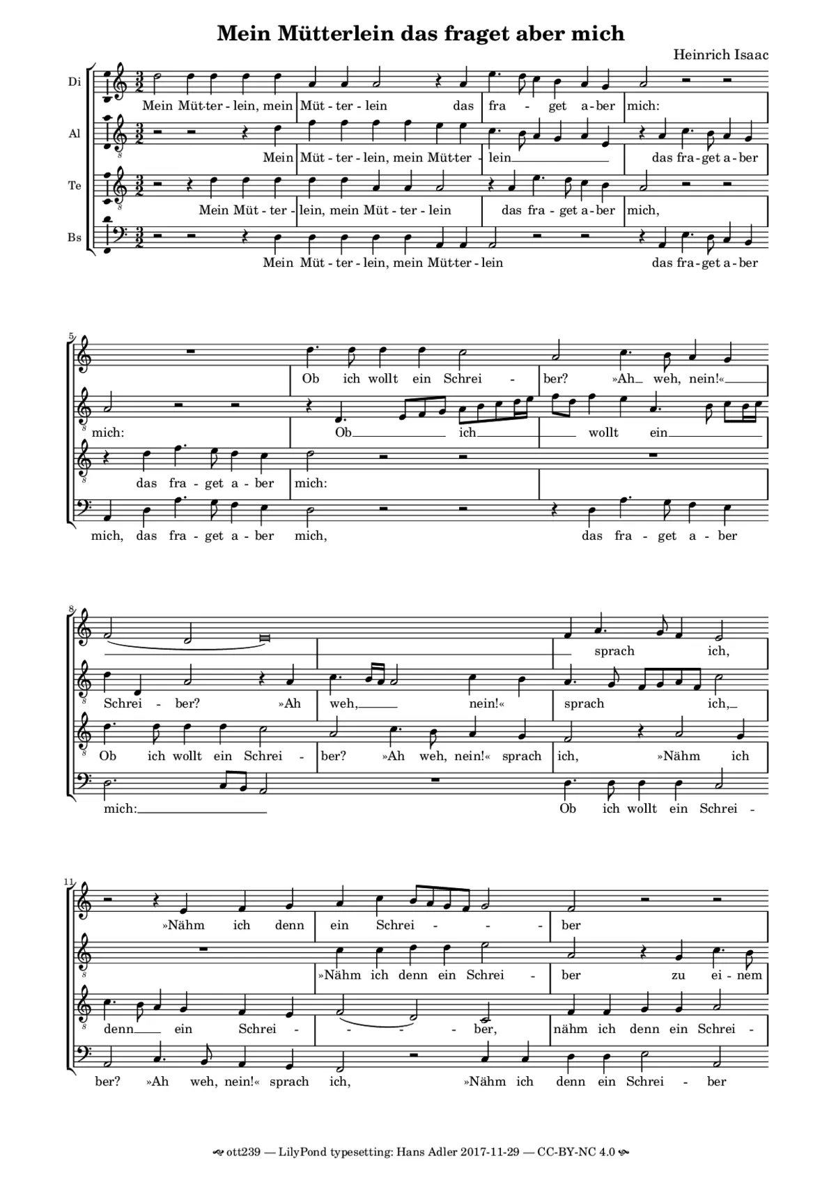 Mein Mütterlein, das fraget aber mich - Page 1