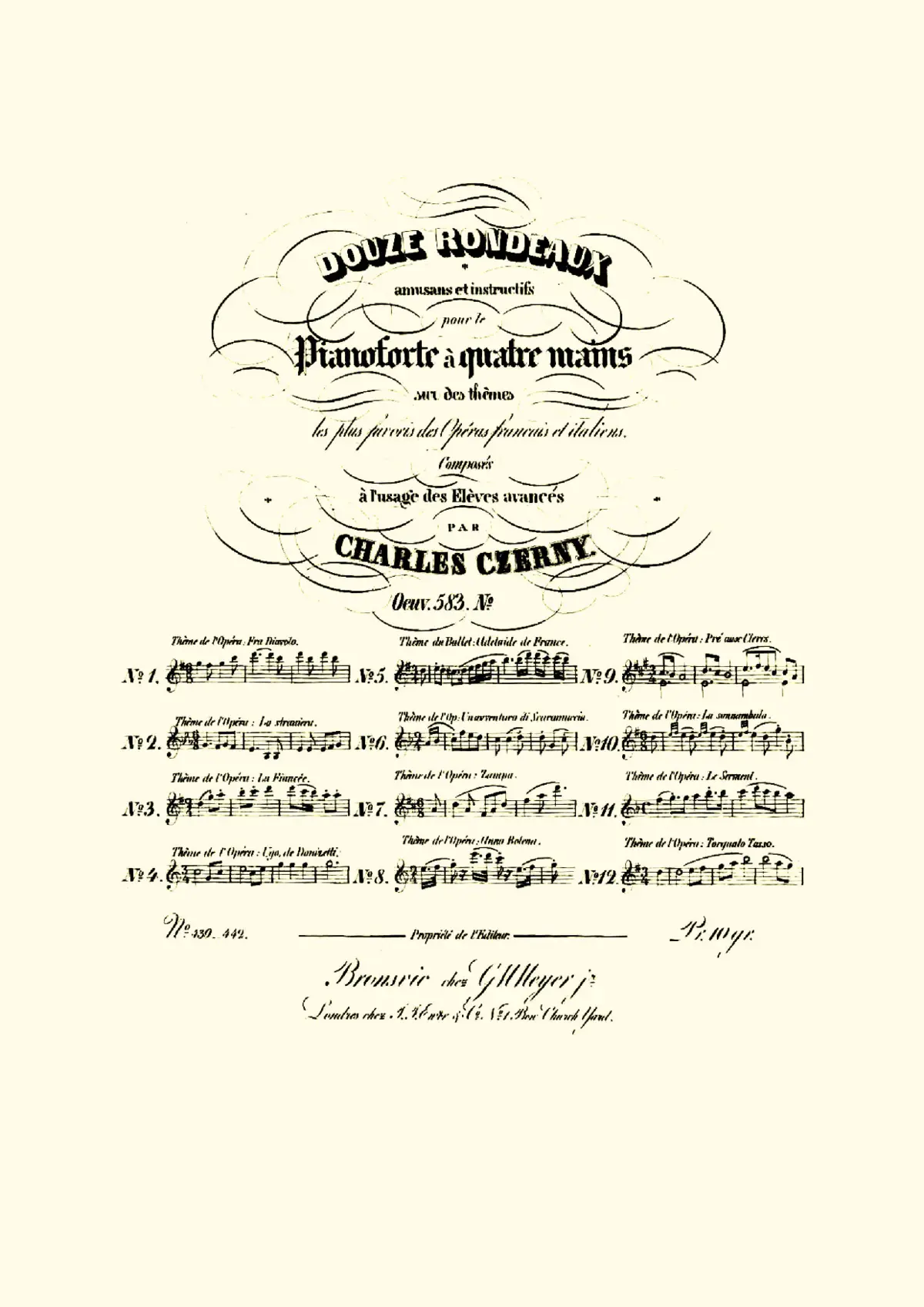 Douze Rondeaux amusans et instructifs sur des thèmes les plus favoris des Opéras français et italiens - Page 1