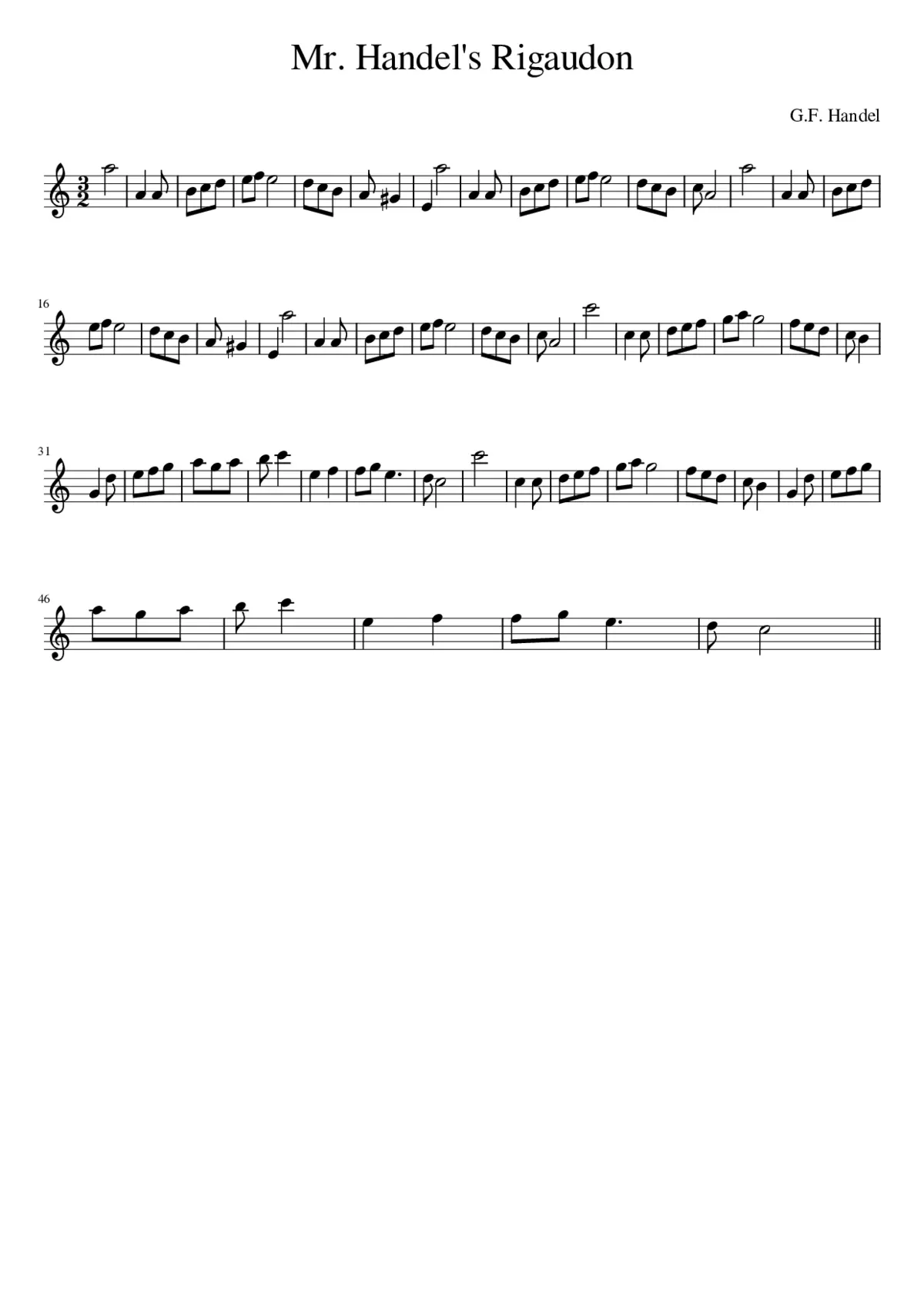 Mr. Handel's Rigaudon - Page 1