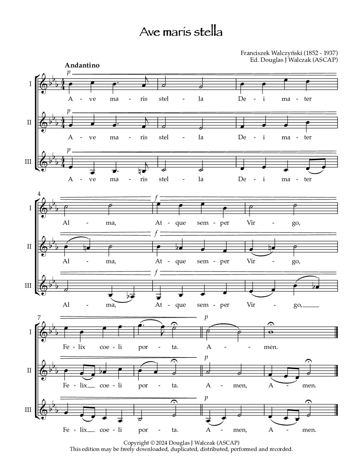 Ave maris stella in E Flat a3 - Page 1