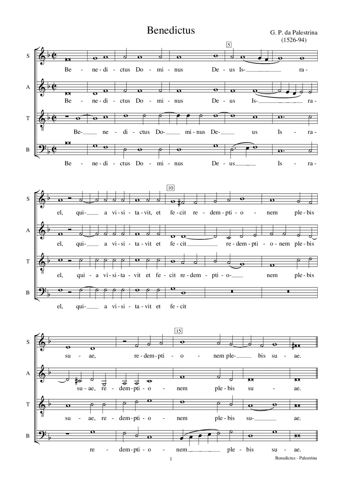 Benedictus Dominus Deus Israel - Page 1