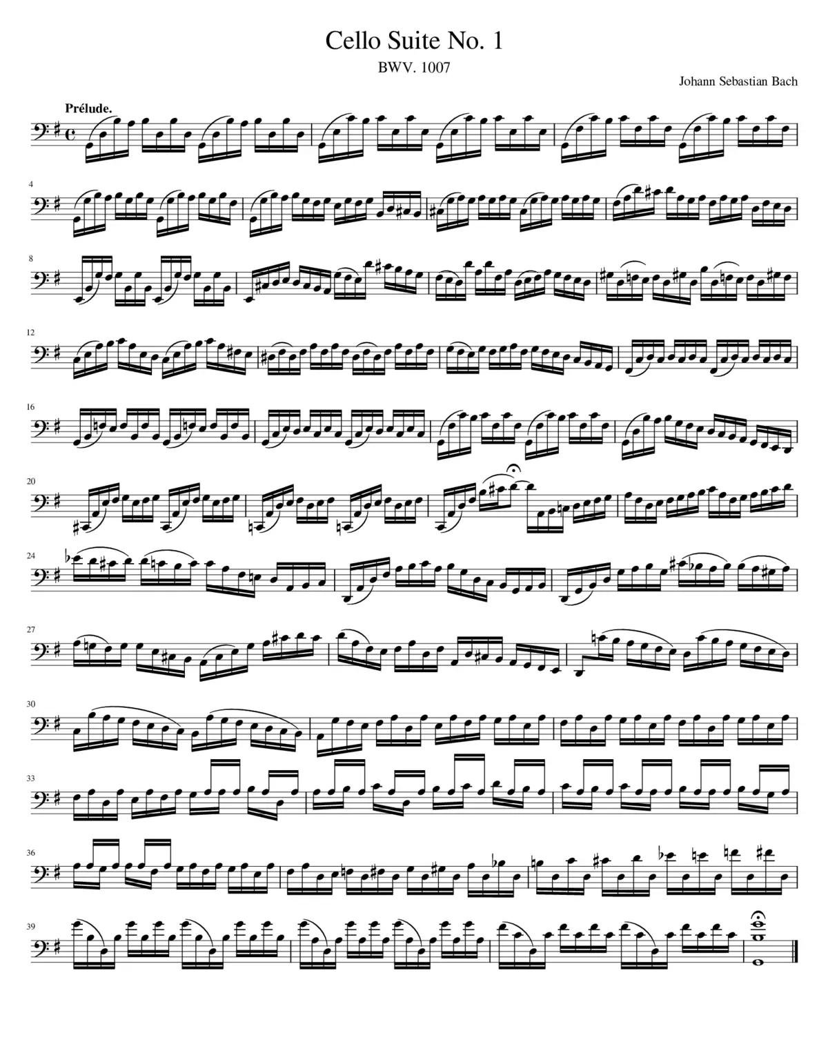 Cello Suite No.1 in G major BWV 1007 - Page 1