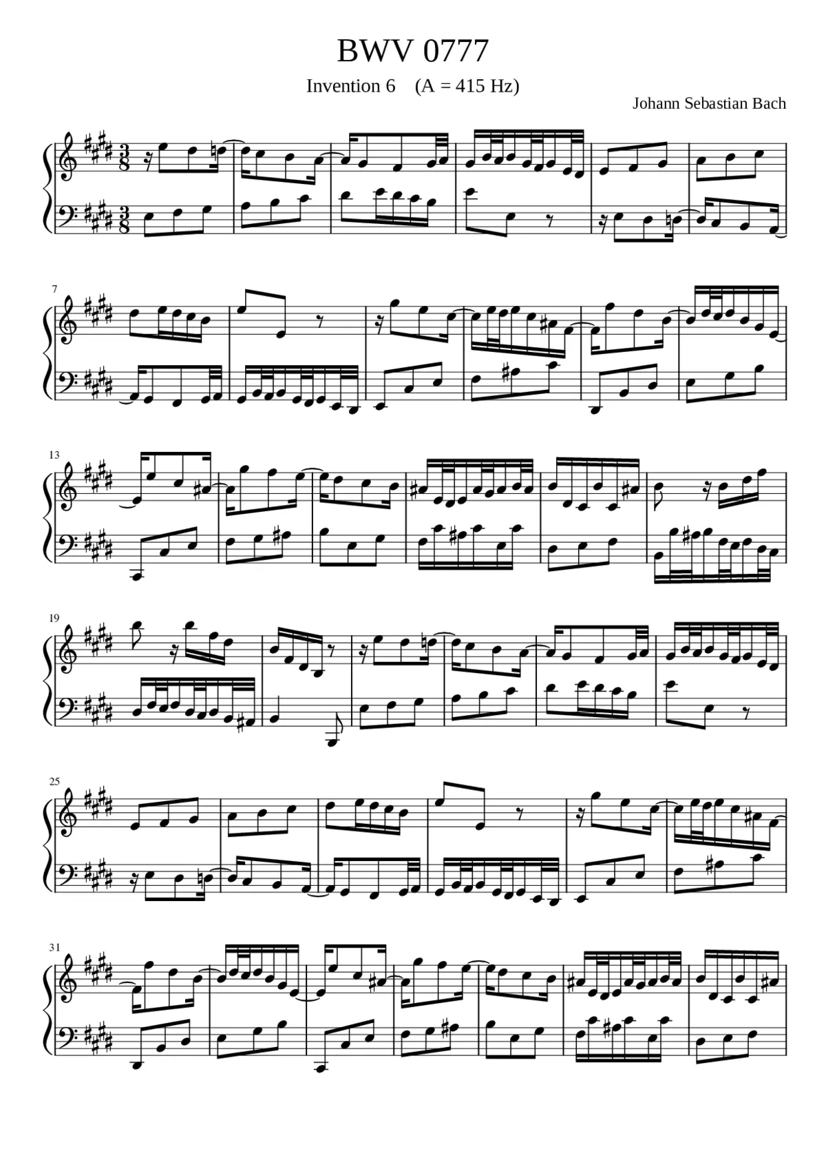 Invention in E major BWV 777 - Page 1