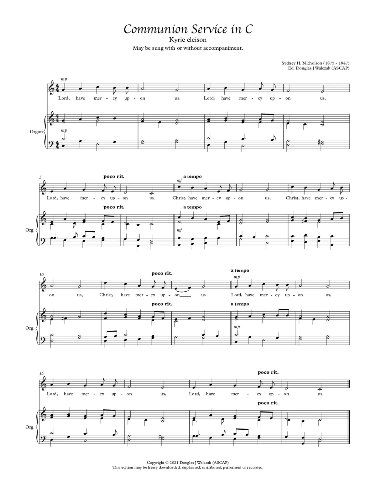 Communion Service in C - Page 1