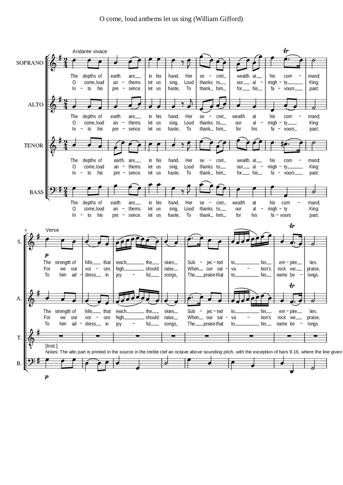 O come loud anthems let us sing - Page 1