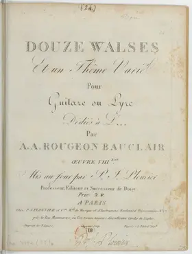 12 Walses et un Thême Varié pour Lyre ou Guitare