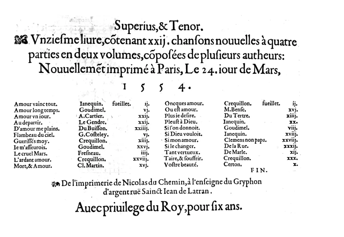 22 Chansons nouvelles, Livre 11 - Page 1