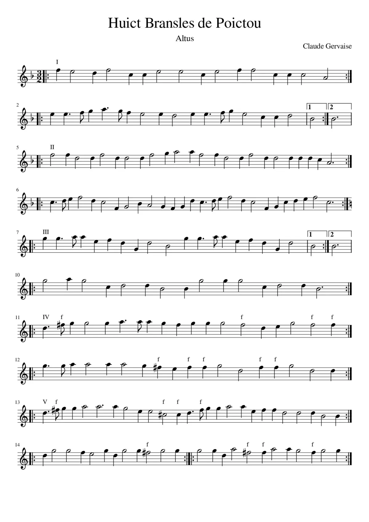 Huict Bransles de Poictou - Page 1