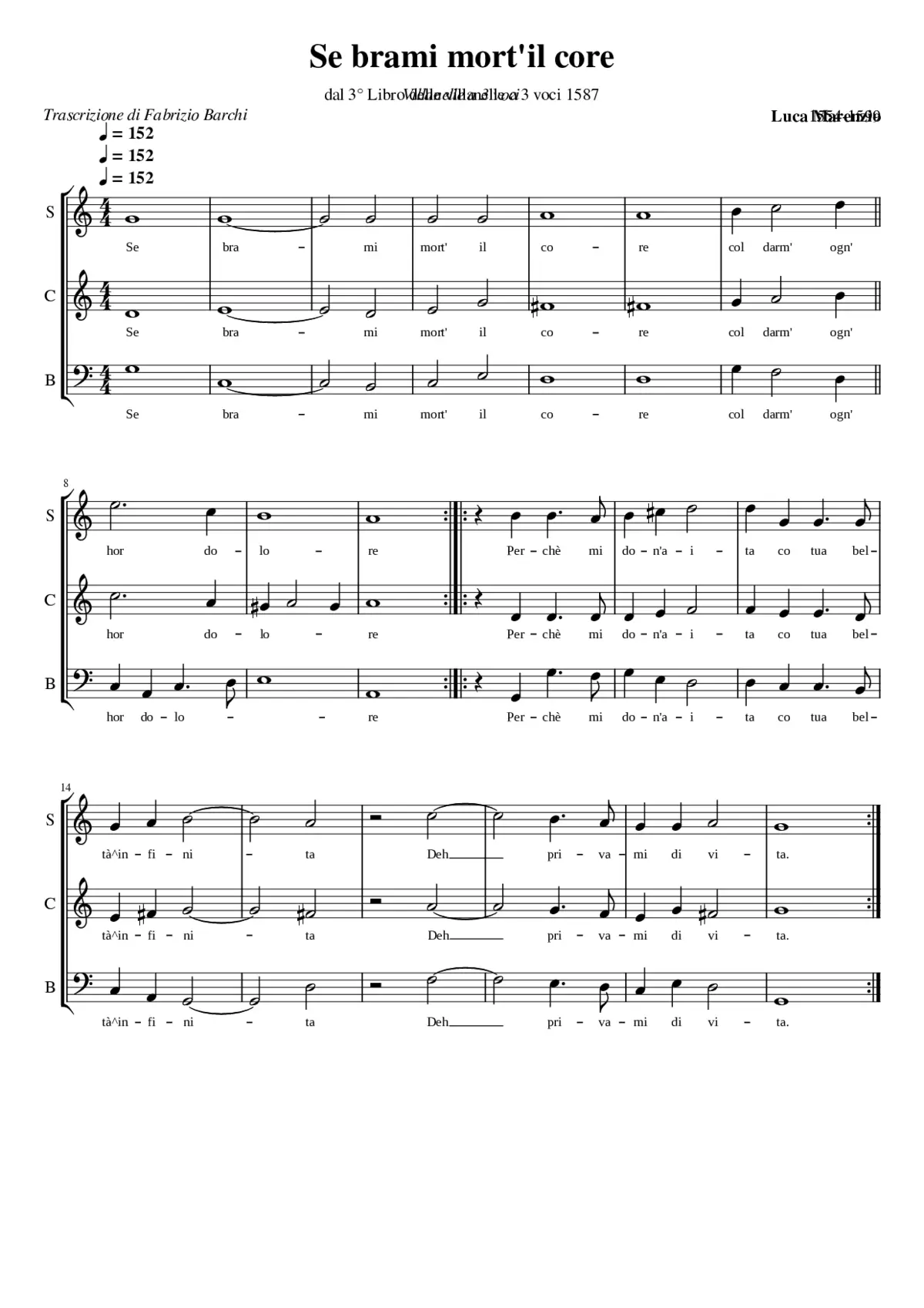 Se brami mort' il core - Page 1