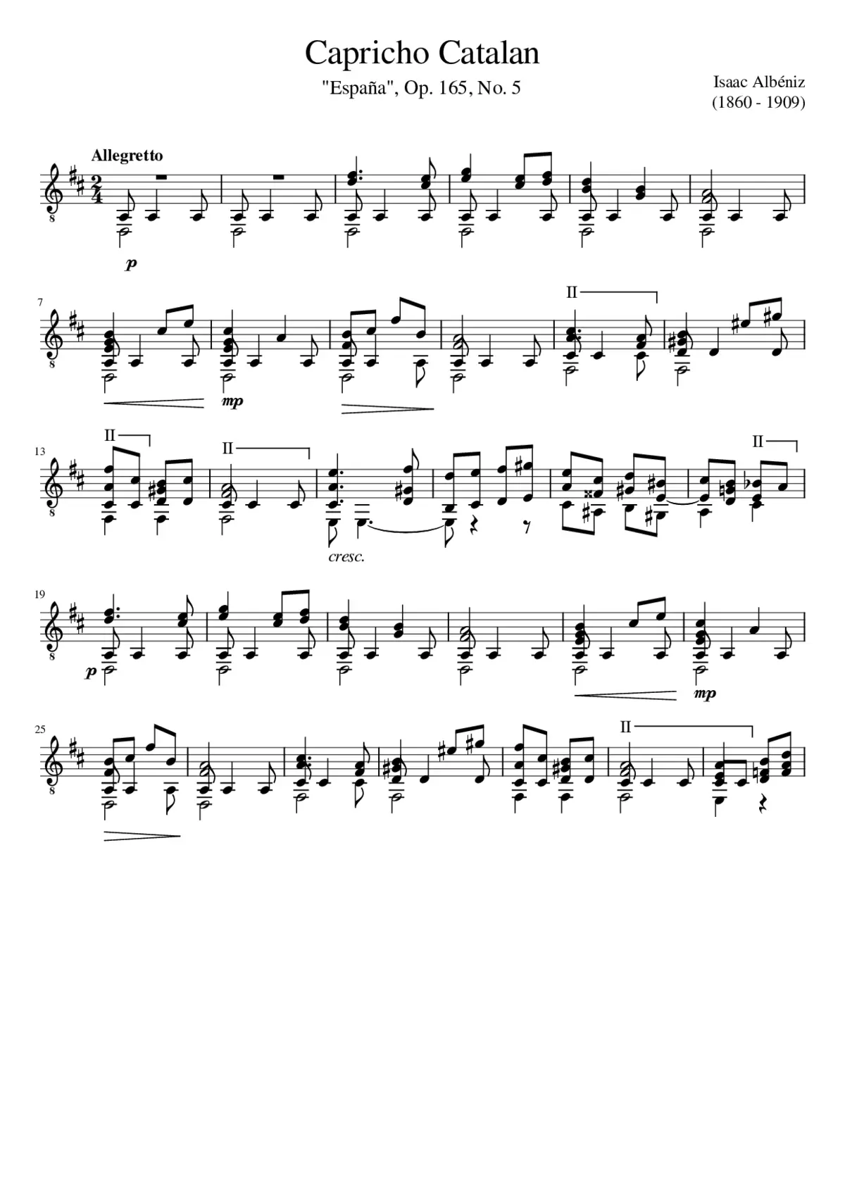 Isaac Albéniz - Capricho Catalan - Page 1