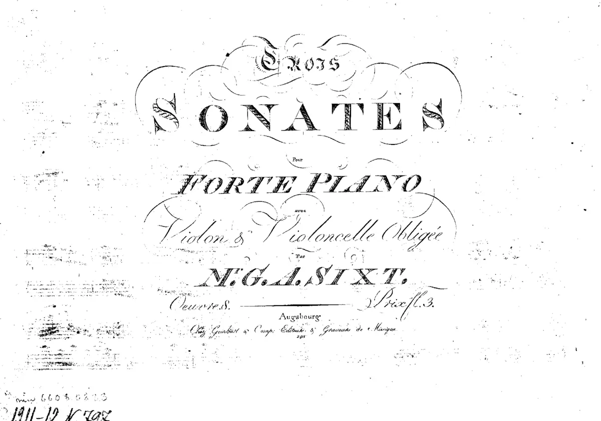 3 Sonates pour Forte-Piano avec Violon &amp; Violoncelle Oblige - Page 1