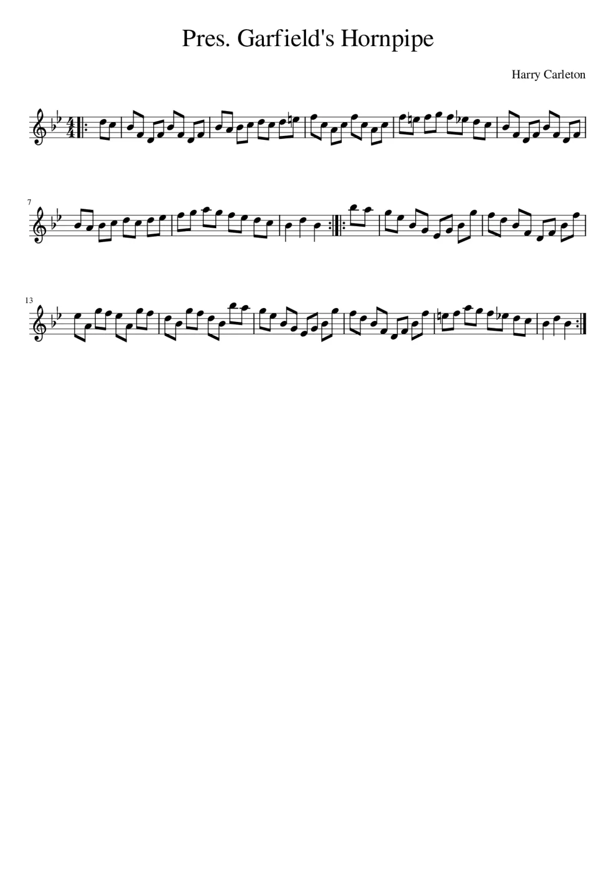 Pres. Garfield's Hornpipe - Page 1