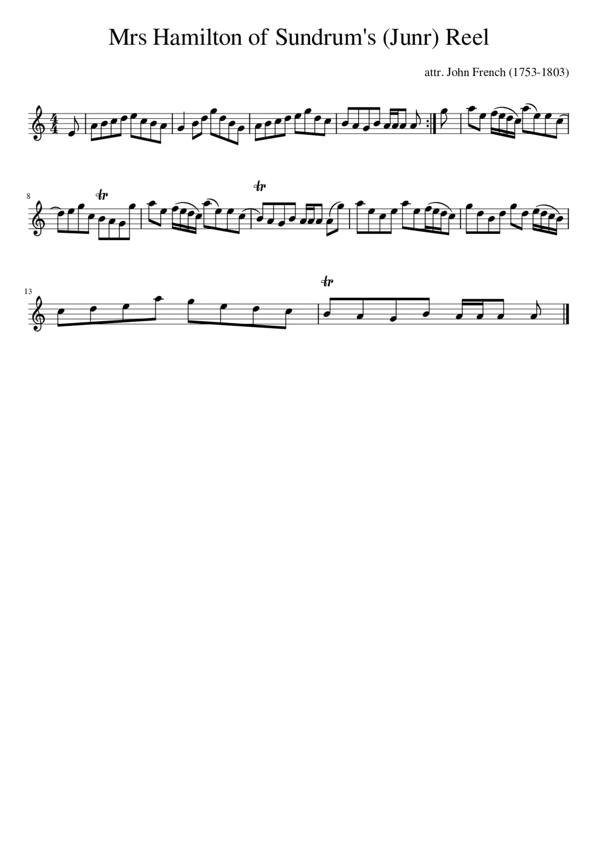 Mrs Hamilton of Sundrum's (Junr) Reel - Page 1