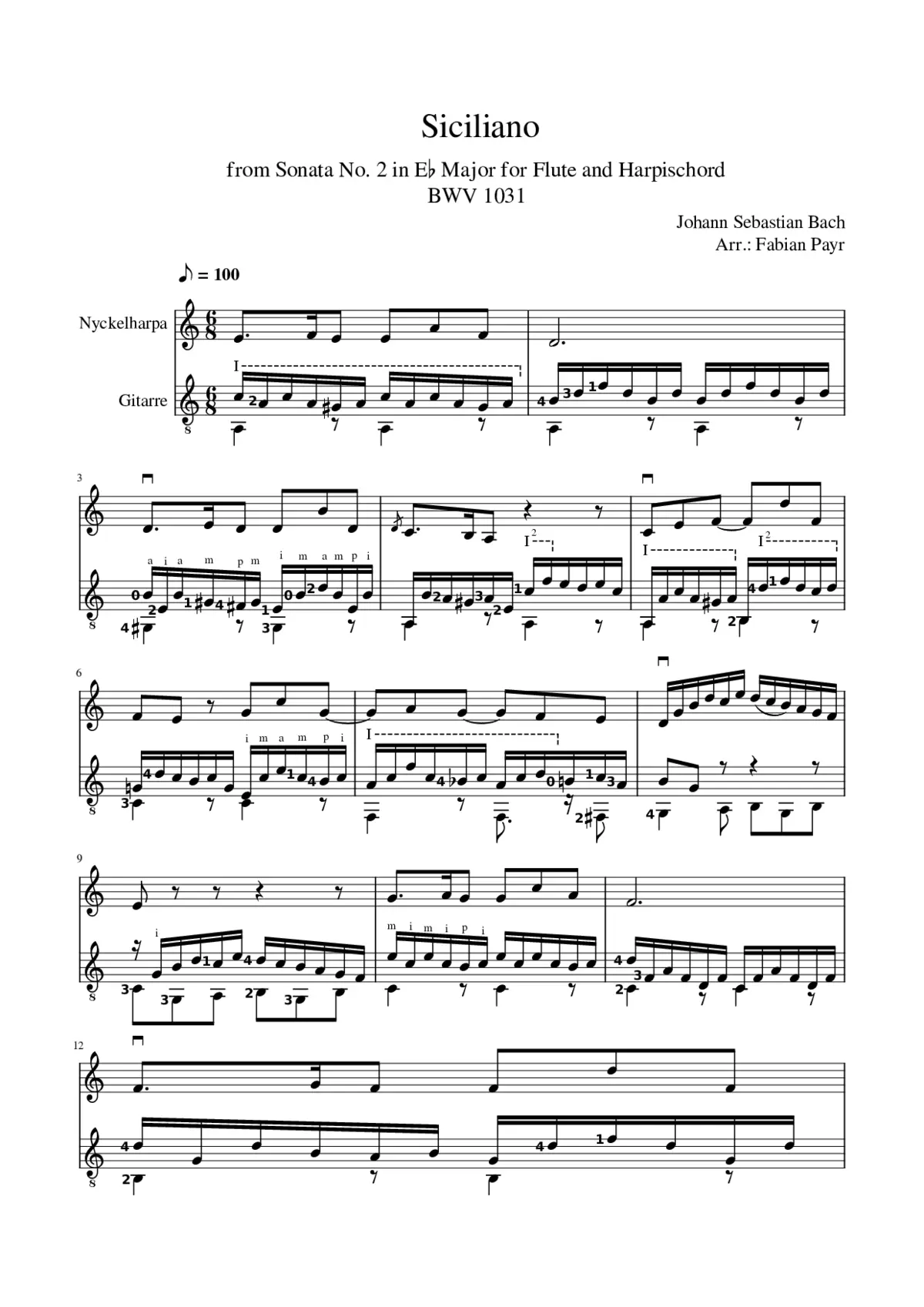 Flute Sonata in E-flat major BWV 1031 - Page 1