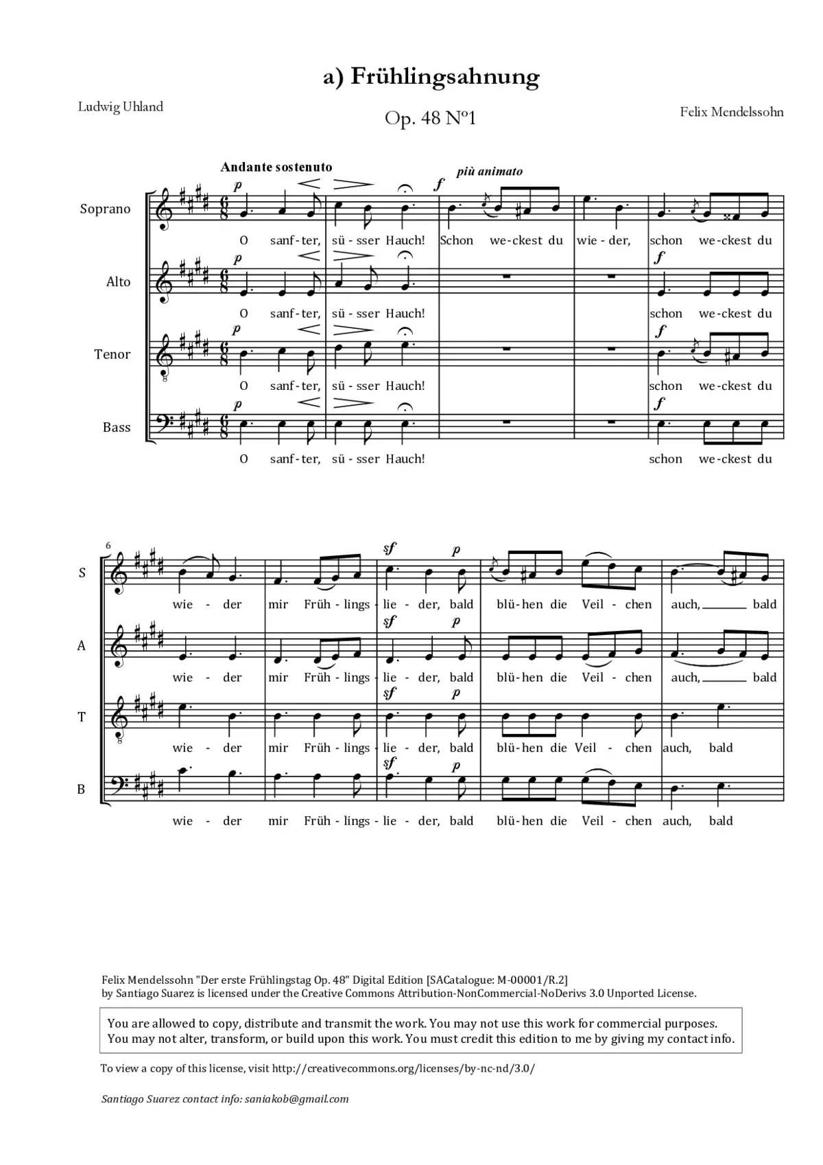 Frühlingsahnung, Op. 48, No. 1 - Page 1