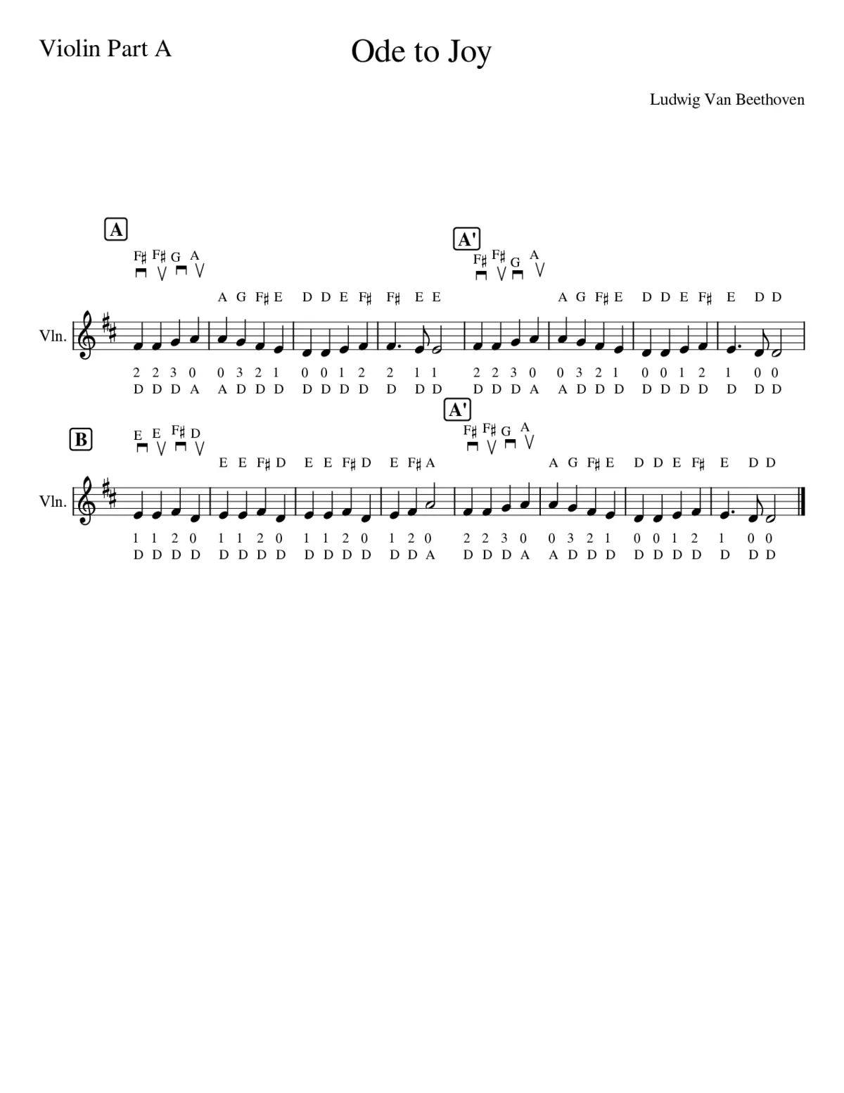 Ode to Joy Vln Part A with Metronome - Page 1