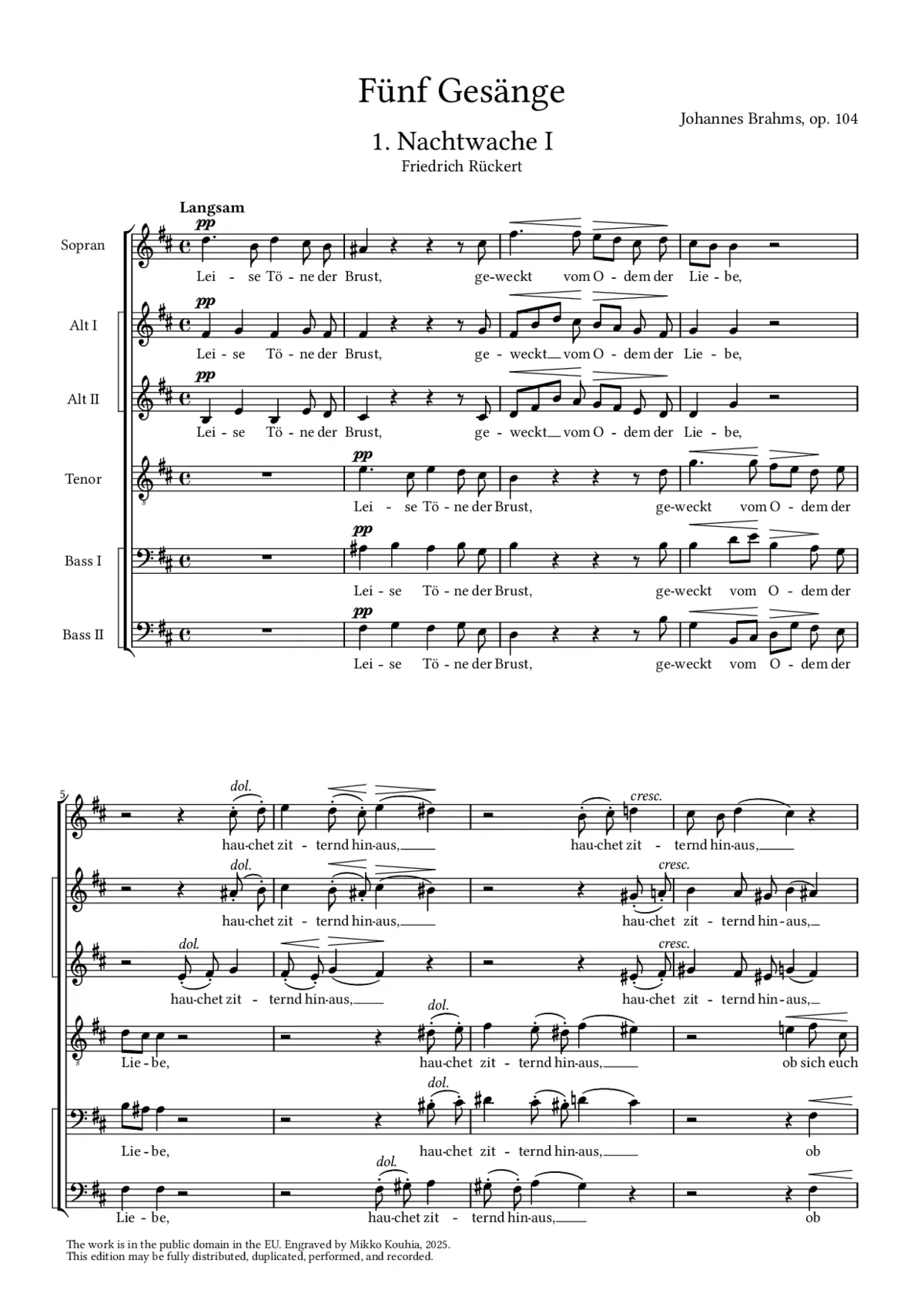 Fünf Gesänge, Op. 104 - Page 1