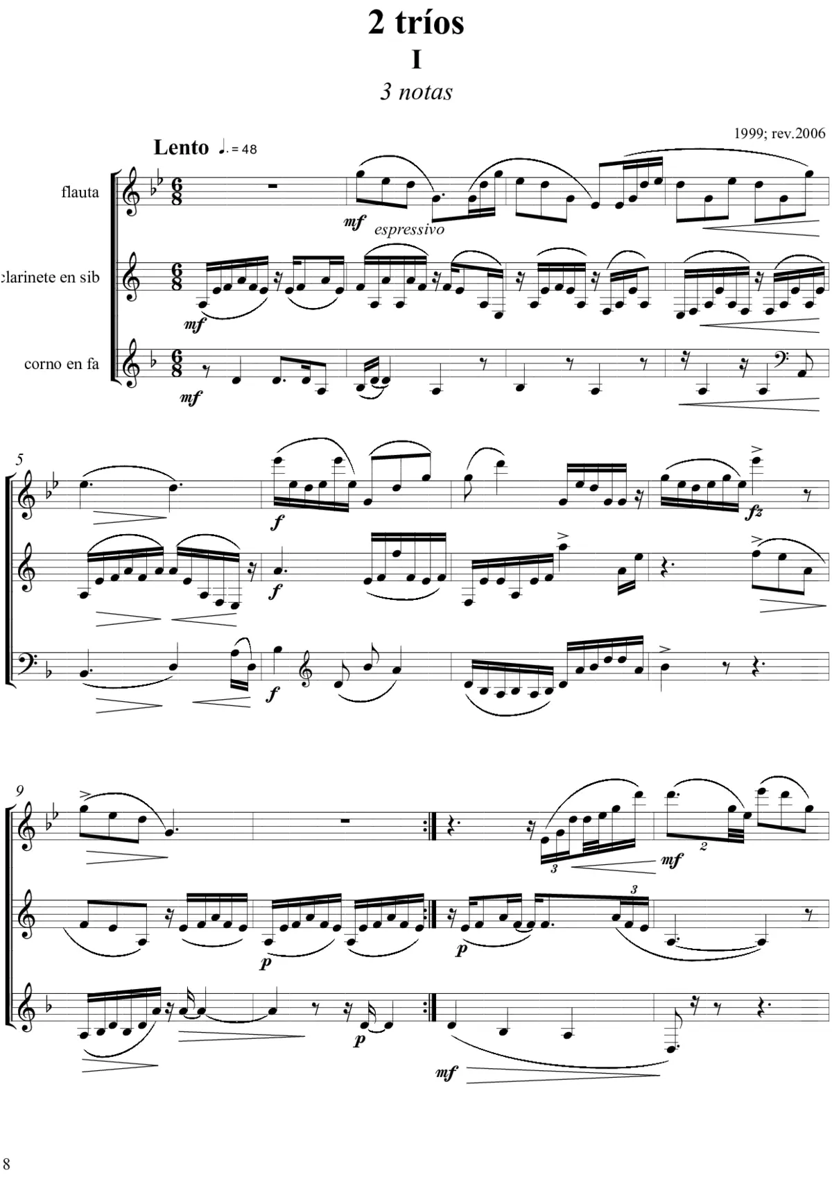 2 Tríos for Flute, Clarinet and Horn - Page 1