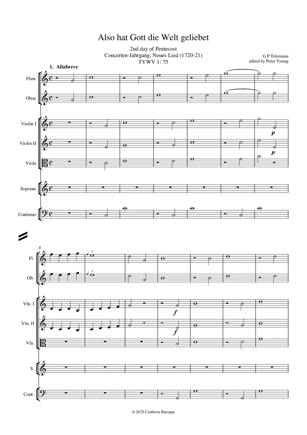 Also hat Gott die Welt geliebet, TWV 1:75 - Page 1