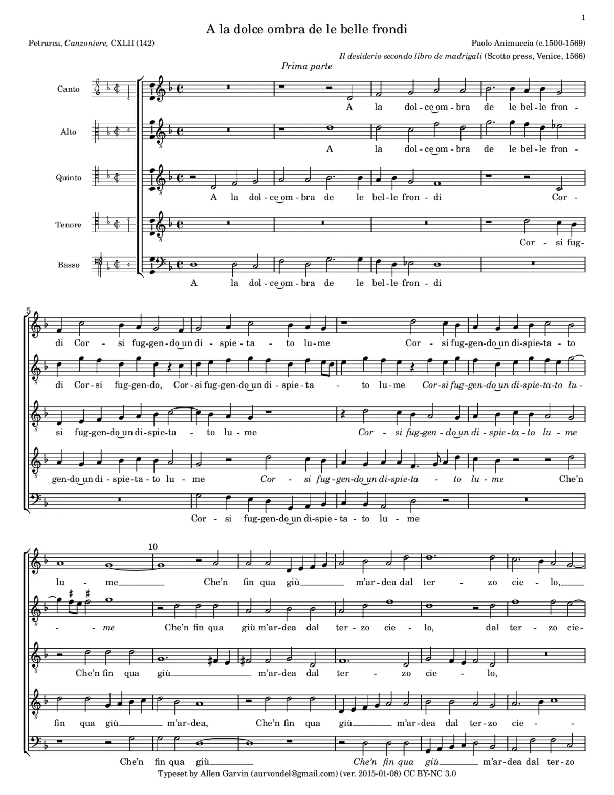 A la dolce ombra de le belle frondi - Page 1