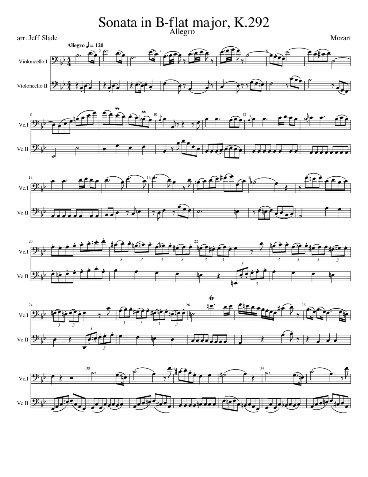 Sonata for Bassoon and Cello in B-flat major K.292/196c - Page 1