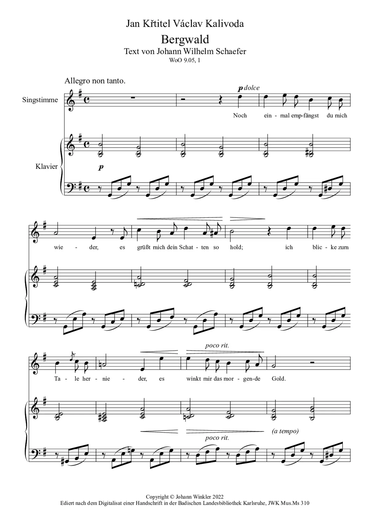 2 Lieder von Johann Wilhelm Schaefer - Page 1