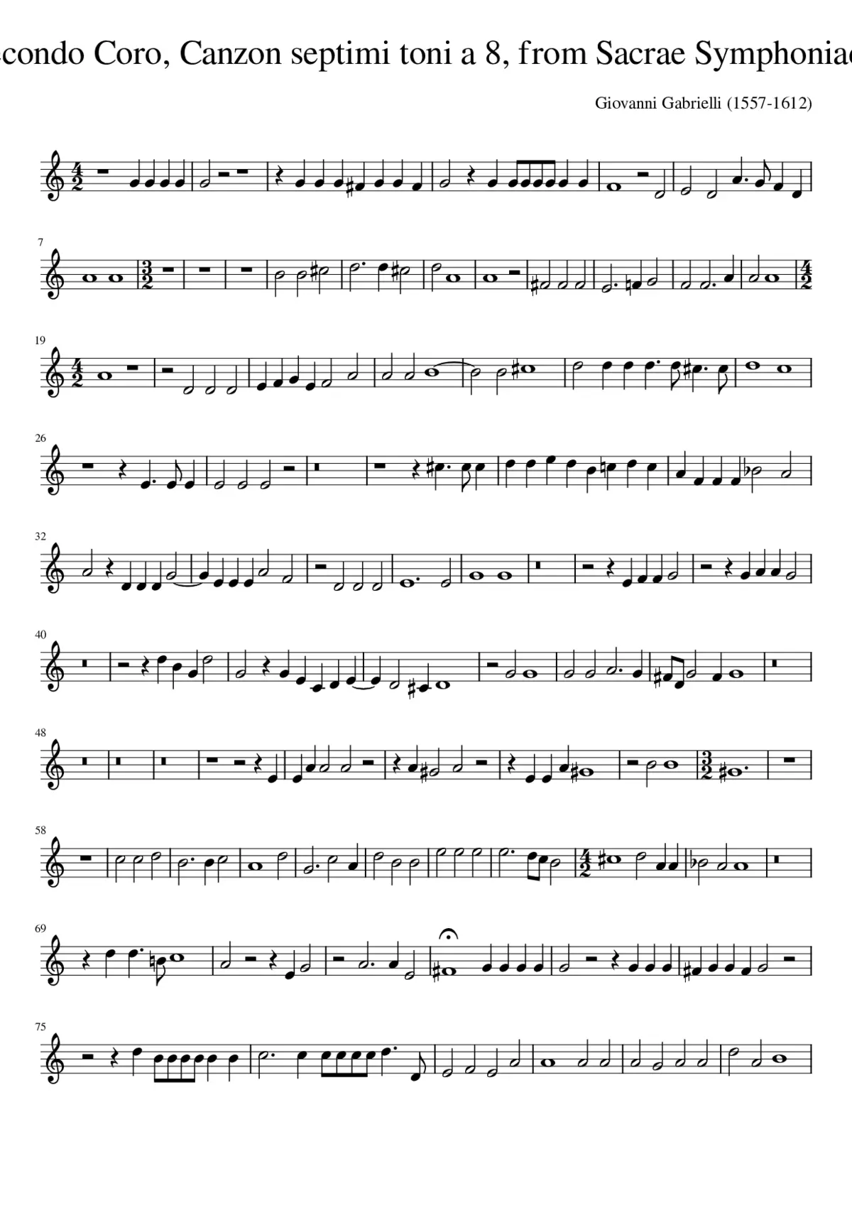 Alto Secondo Coro Canzon septimi toni a 8 from Sacrae Symphoniae (1597) - Page 1