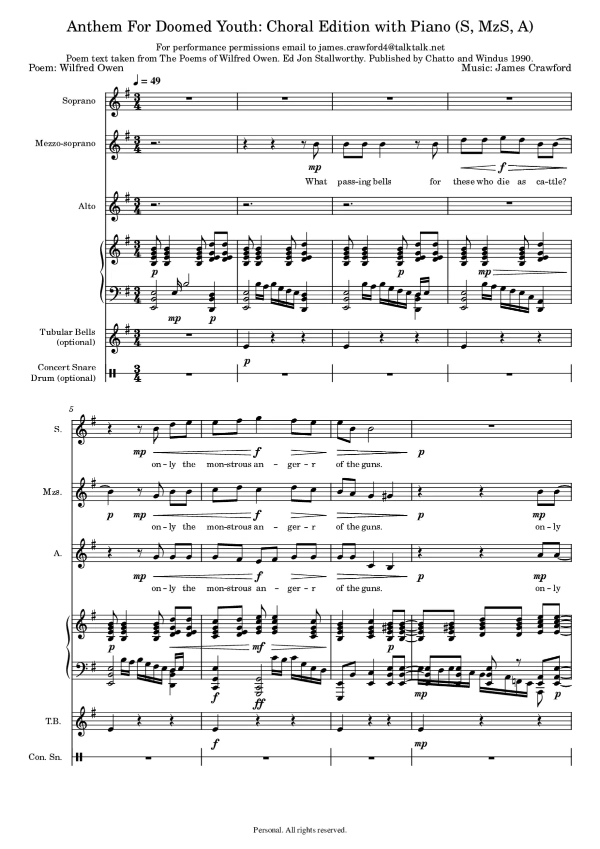Anthem For Doomed Youth. Choral Edition - Page 1