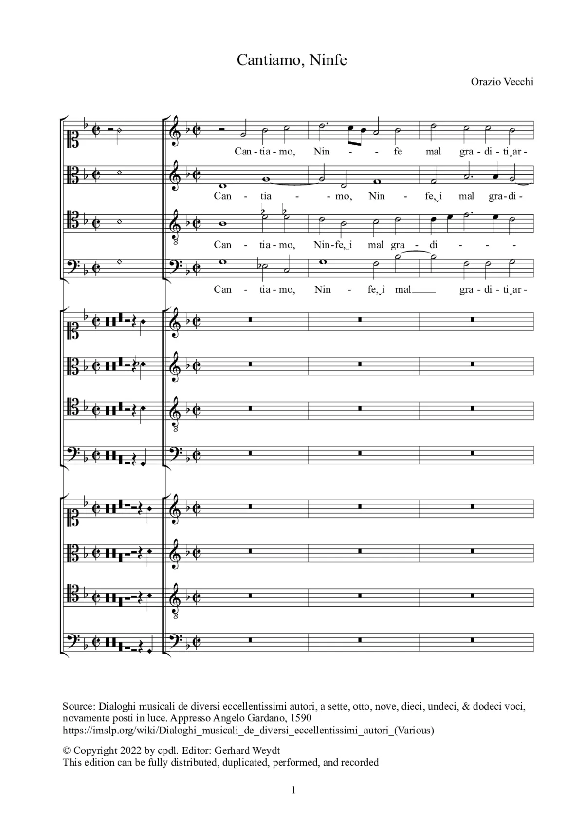 Cantiamo, Ninfe - Page 1