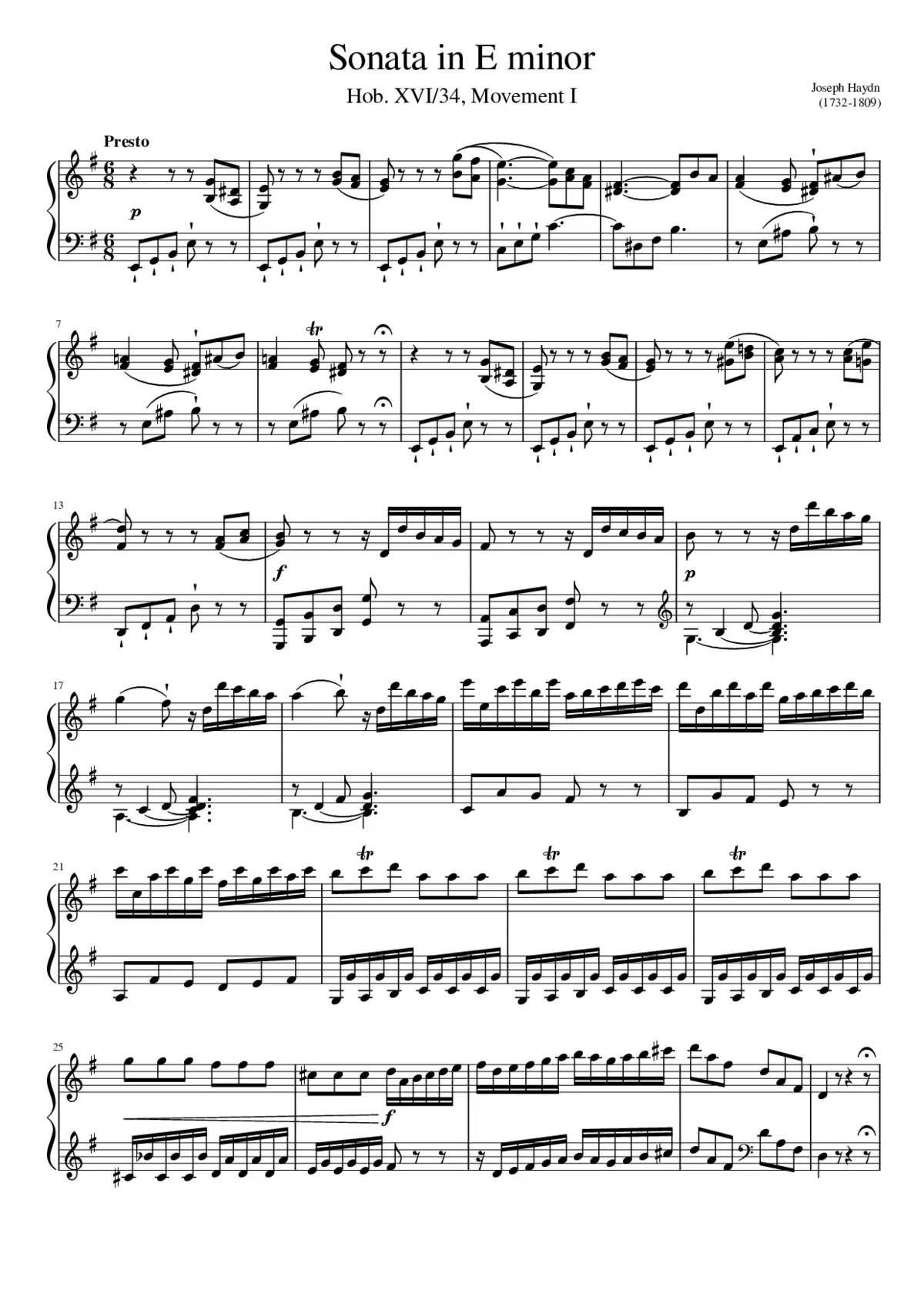 Sonata in E minor HOB XVI 34 - Page 1