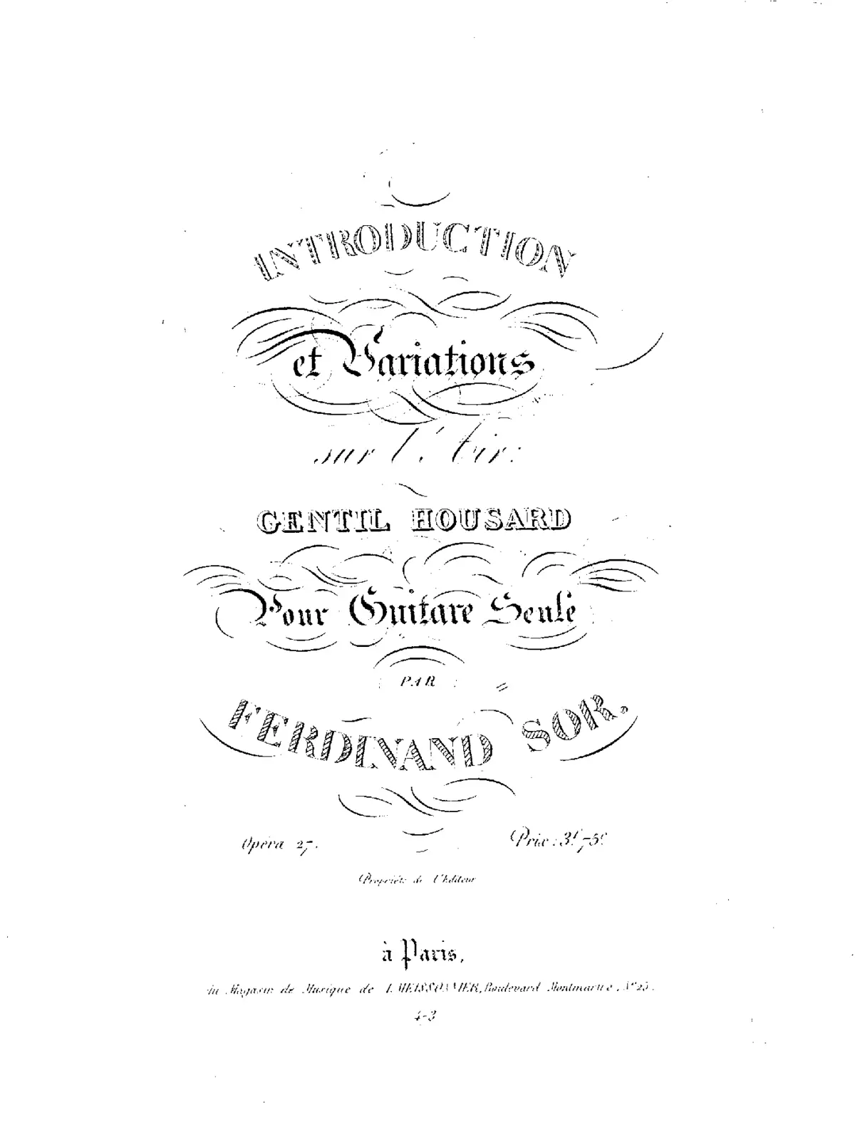 Introduction et Variations sur l'air Gentil Housard, Op.27 - Page 1