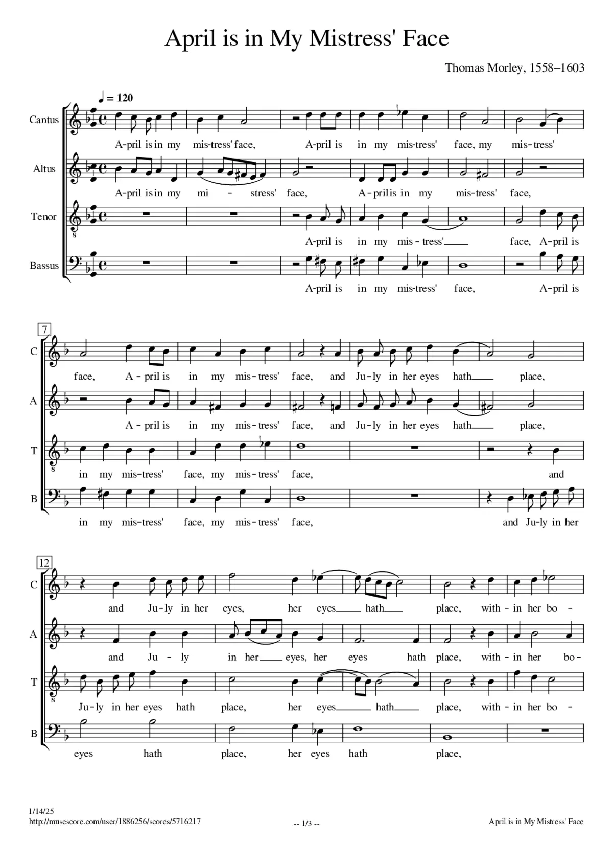 April is in my mistress' face - Page 1