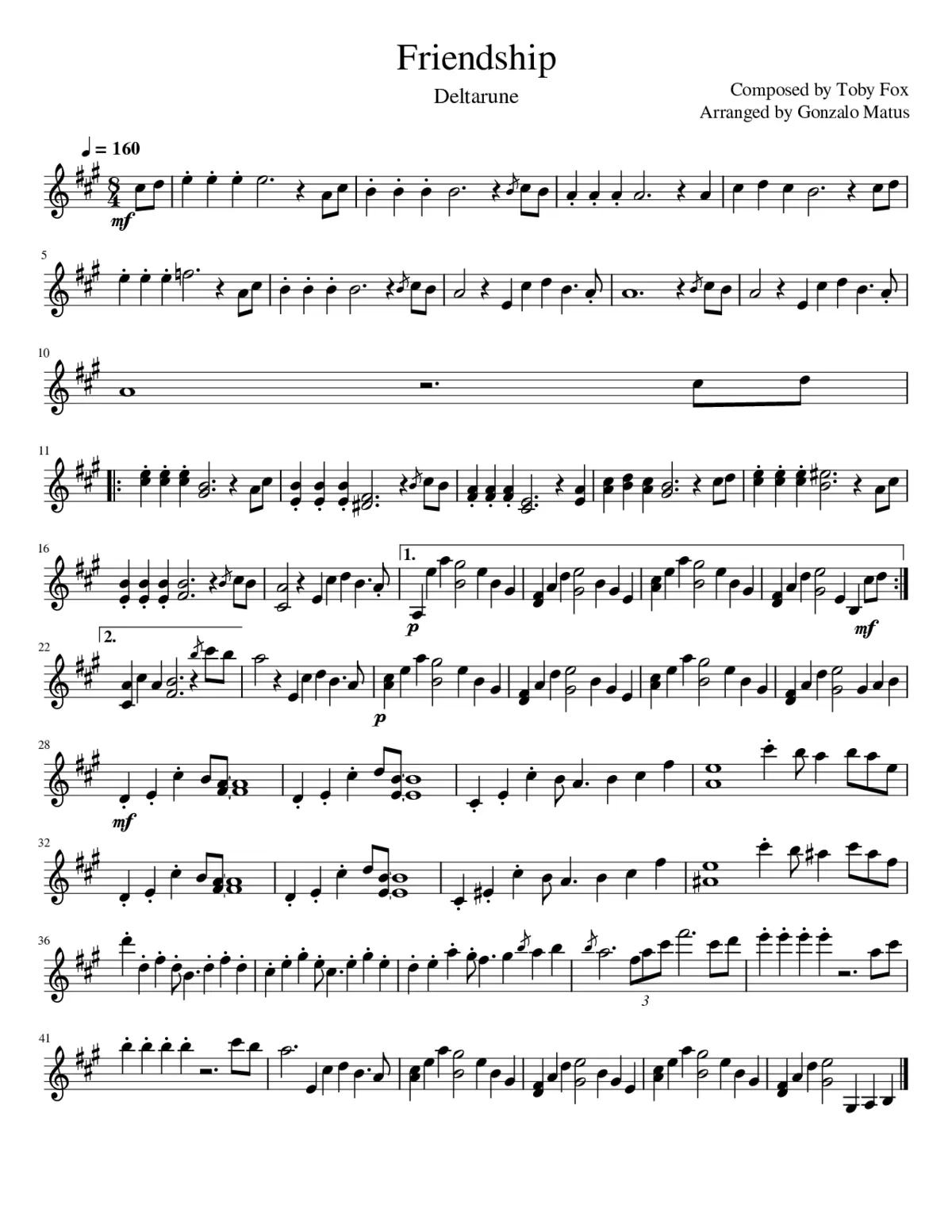 Friendship - Violin Solo - Page 1