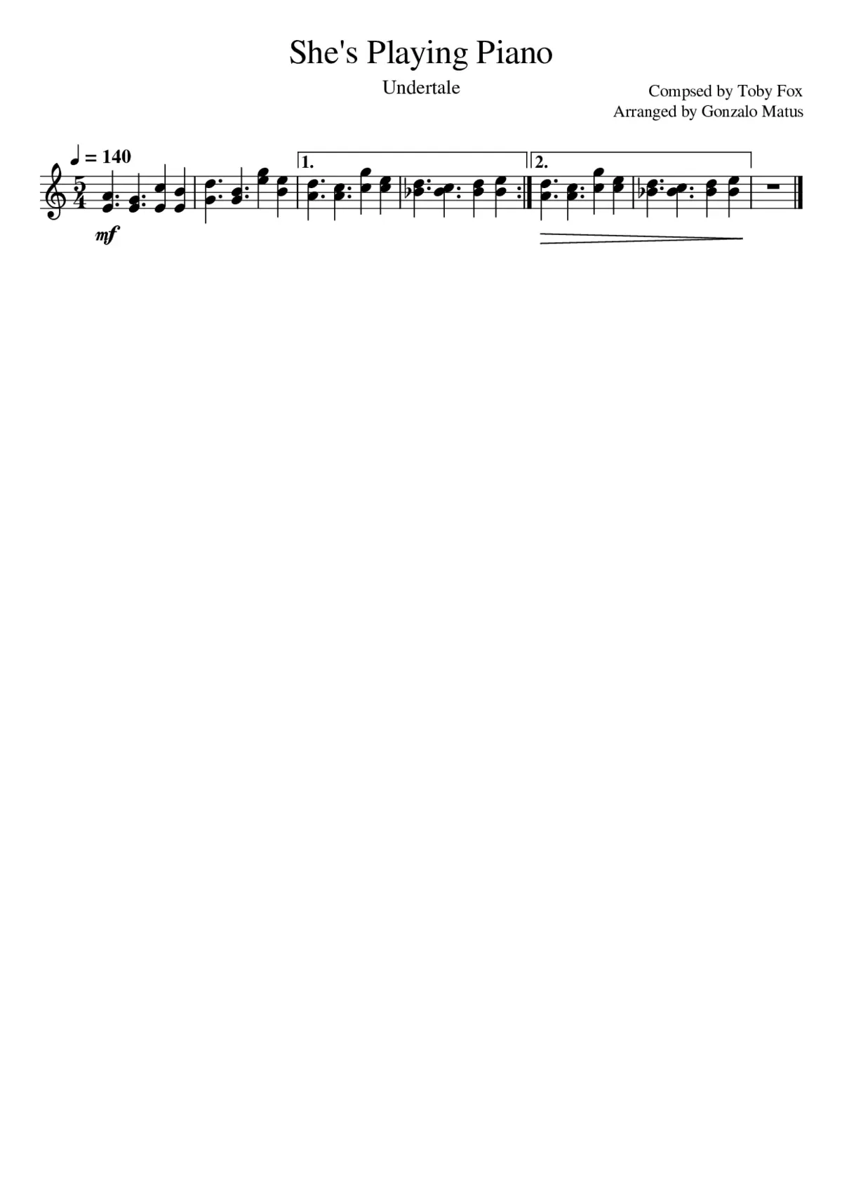 She's Playing Piano - Page 1