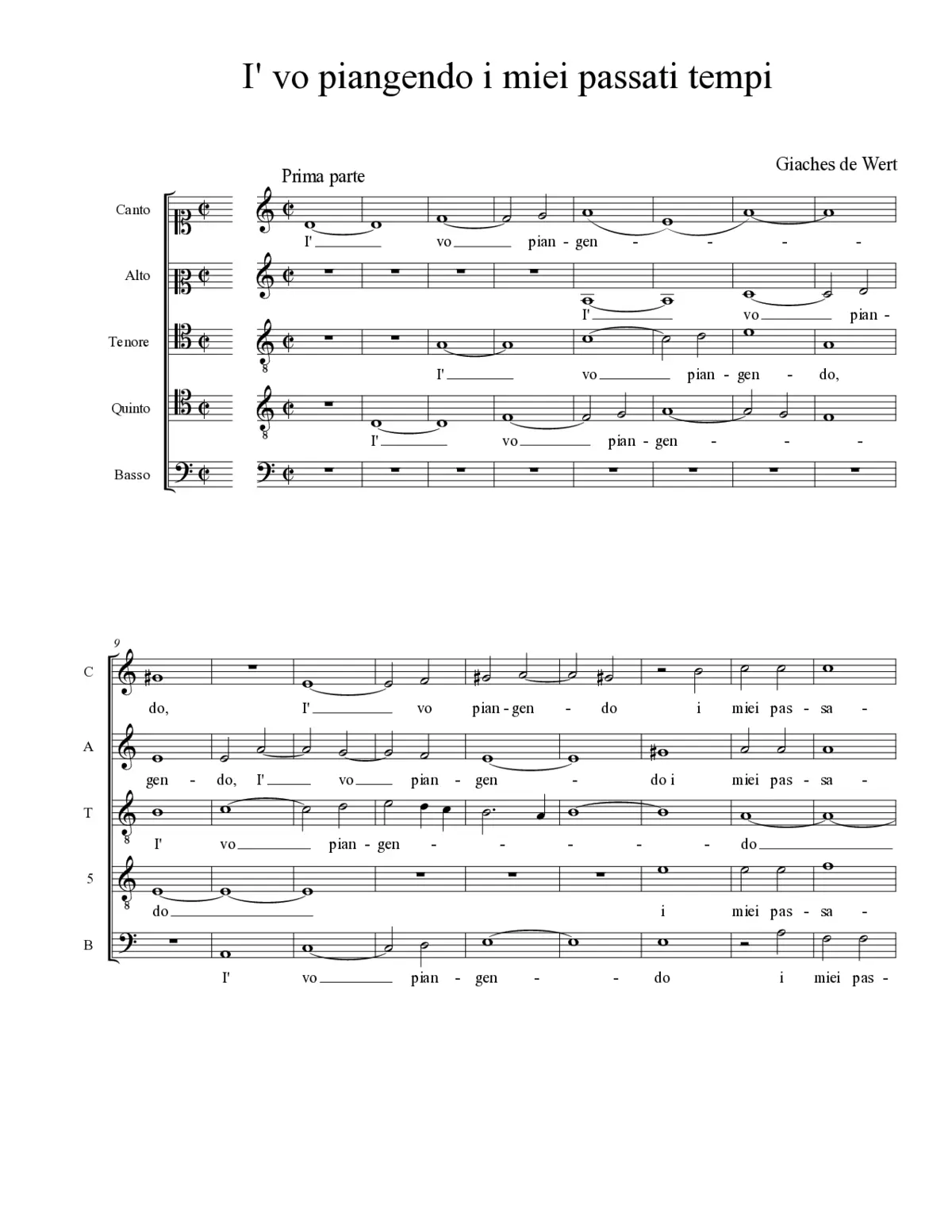 I' vo piangendo i miei passati tempi - Page 1
