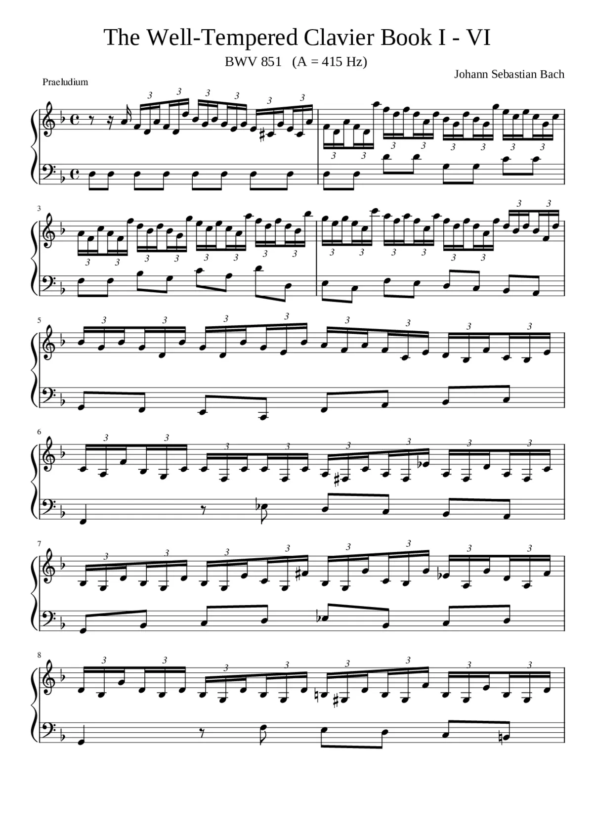 Prelude and Fugue in D minor BWV 851 - Page 1