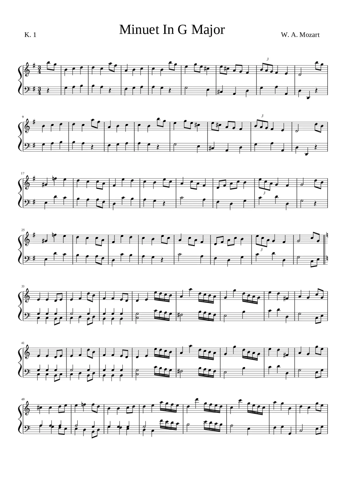 Minuet in G major K.1/1e - Page 1