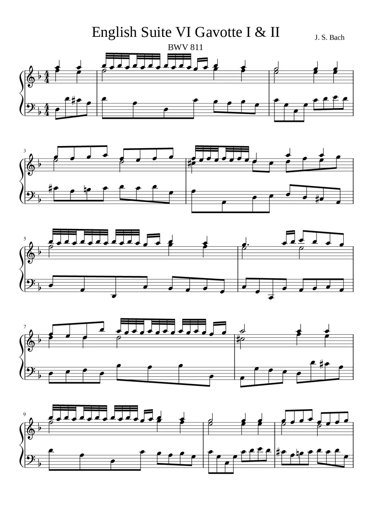 English Suite No.6 in D minor BWV 811 - Page 1