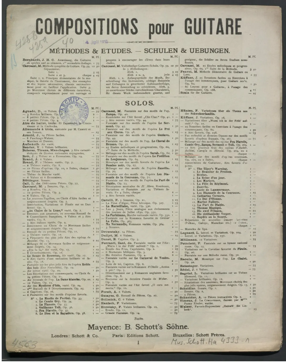 12 Airs gracieux tirés des opéras d'Auber, Bellini, Carafa et Hérold - Page 1