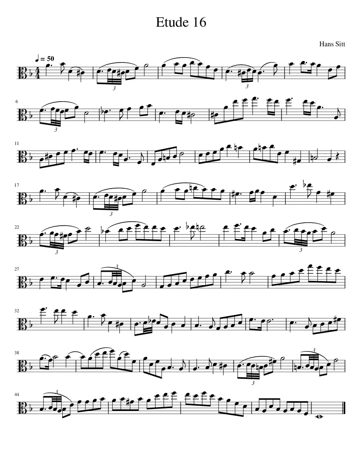 Hans Sitt Viola Etude 16 - Page 1