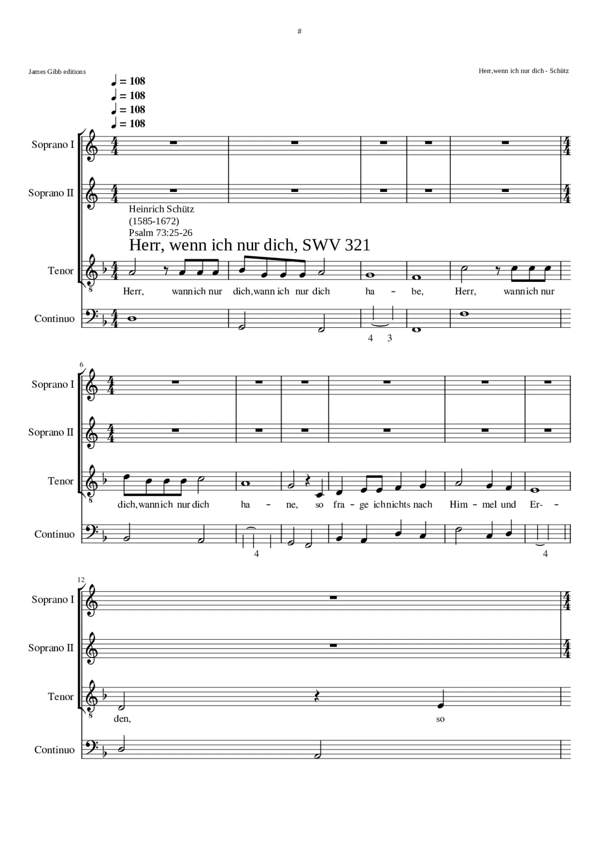 Herr wenn ich nur dich habe SWV 321 - Page 1