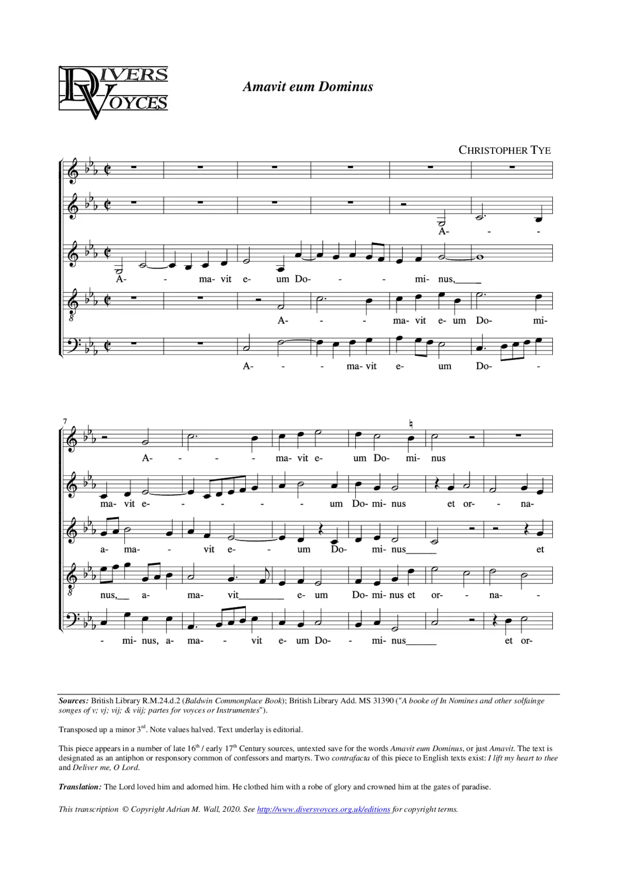 Amavit eum Dominus - Page 1