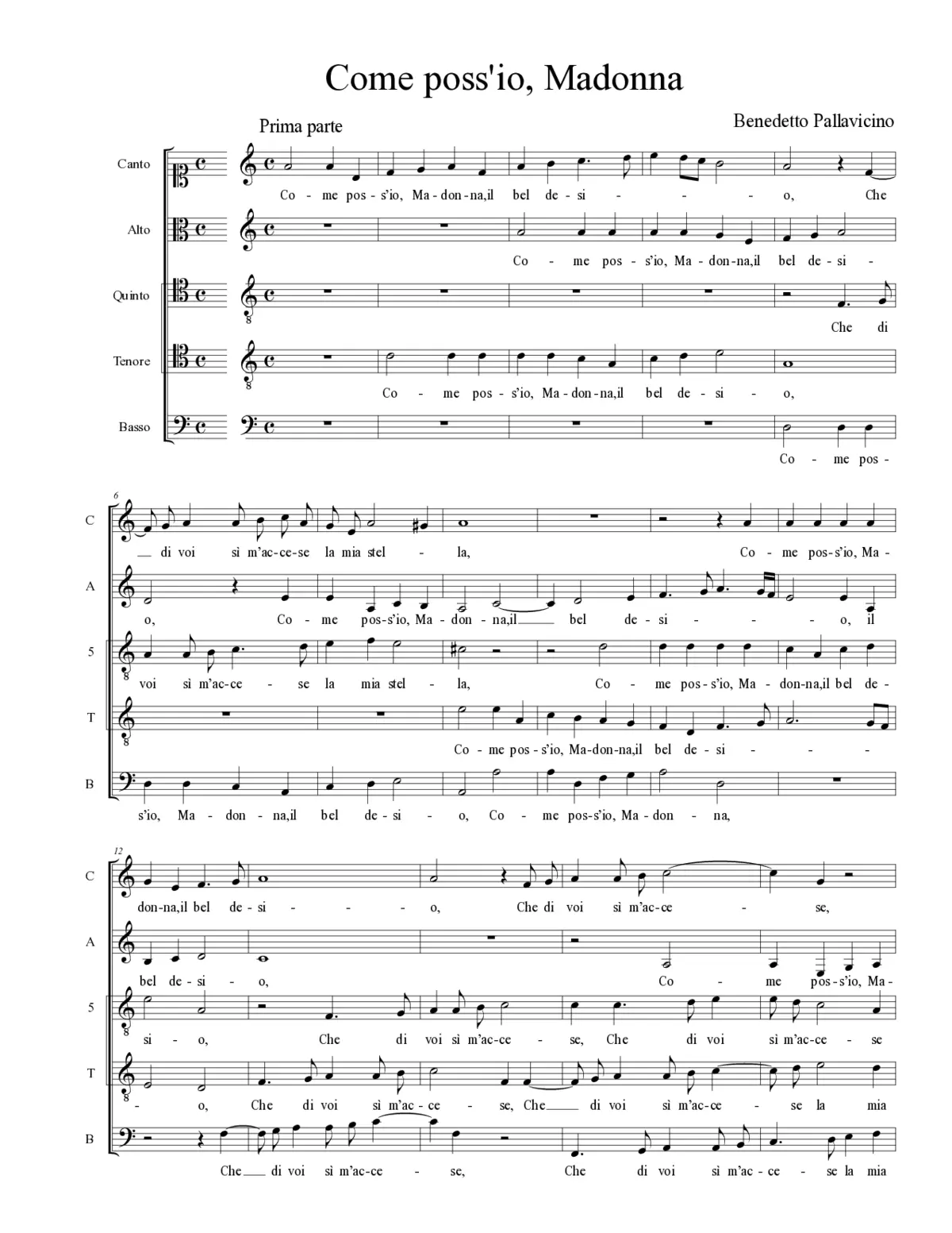Come poss'io, Madonna - Page 1