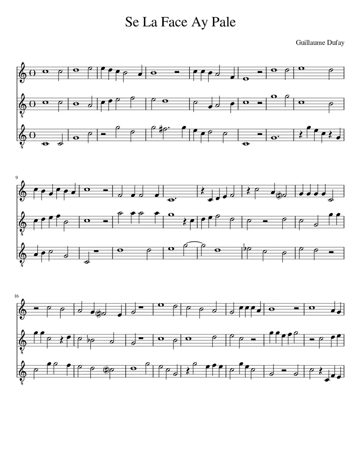 Se La Face Ay Pale - Guillaume Dufay - Page 1