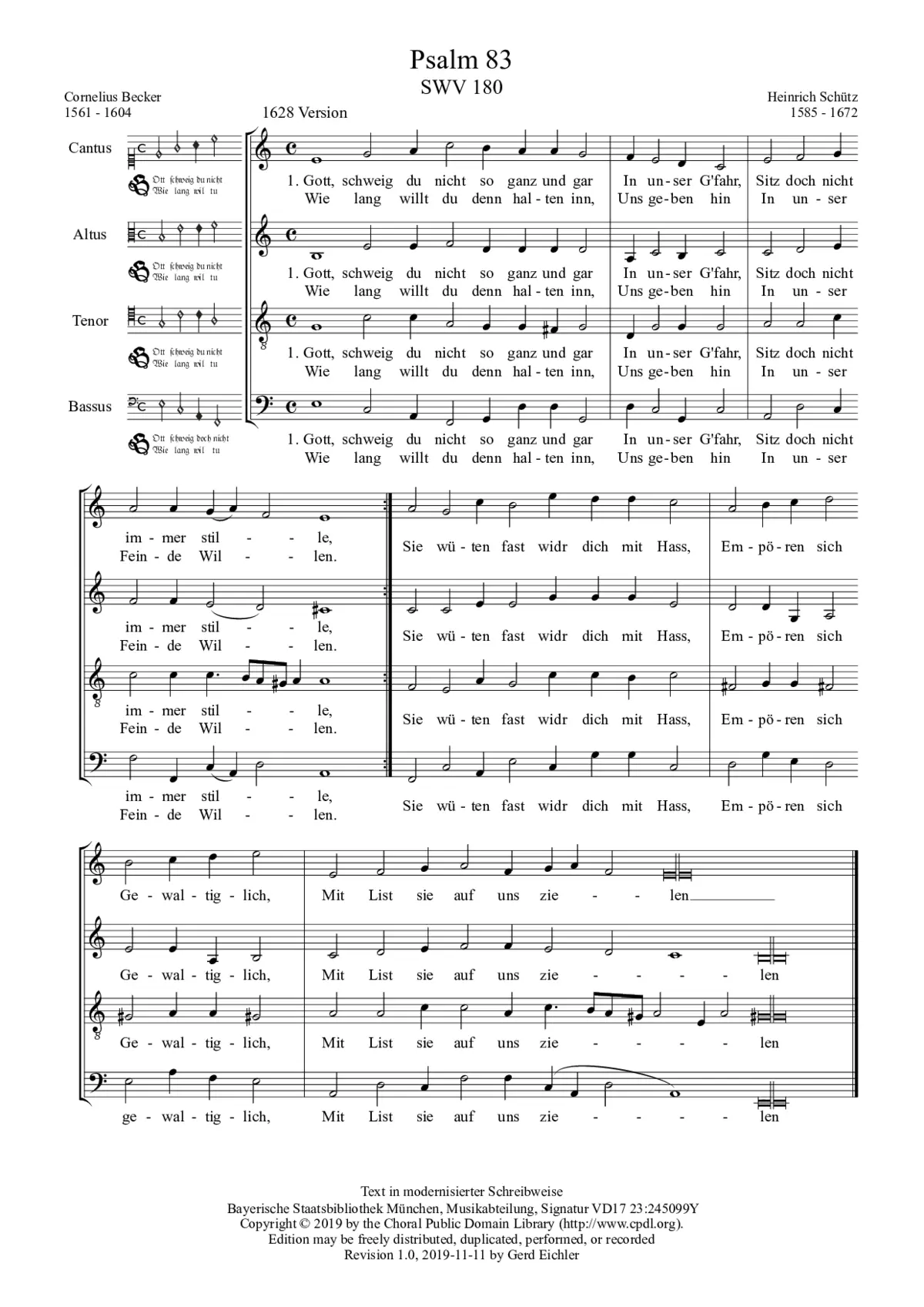 Gott, schweig du nicht so ganz und gar, SWV 180 - Page 1