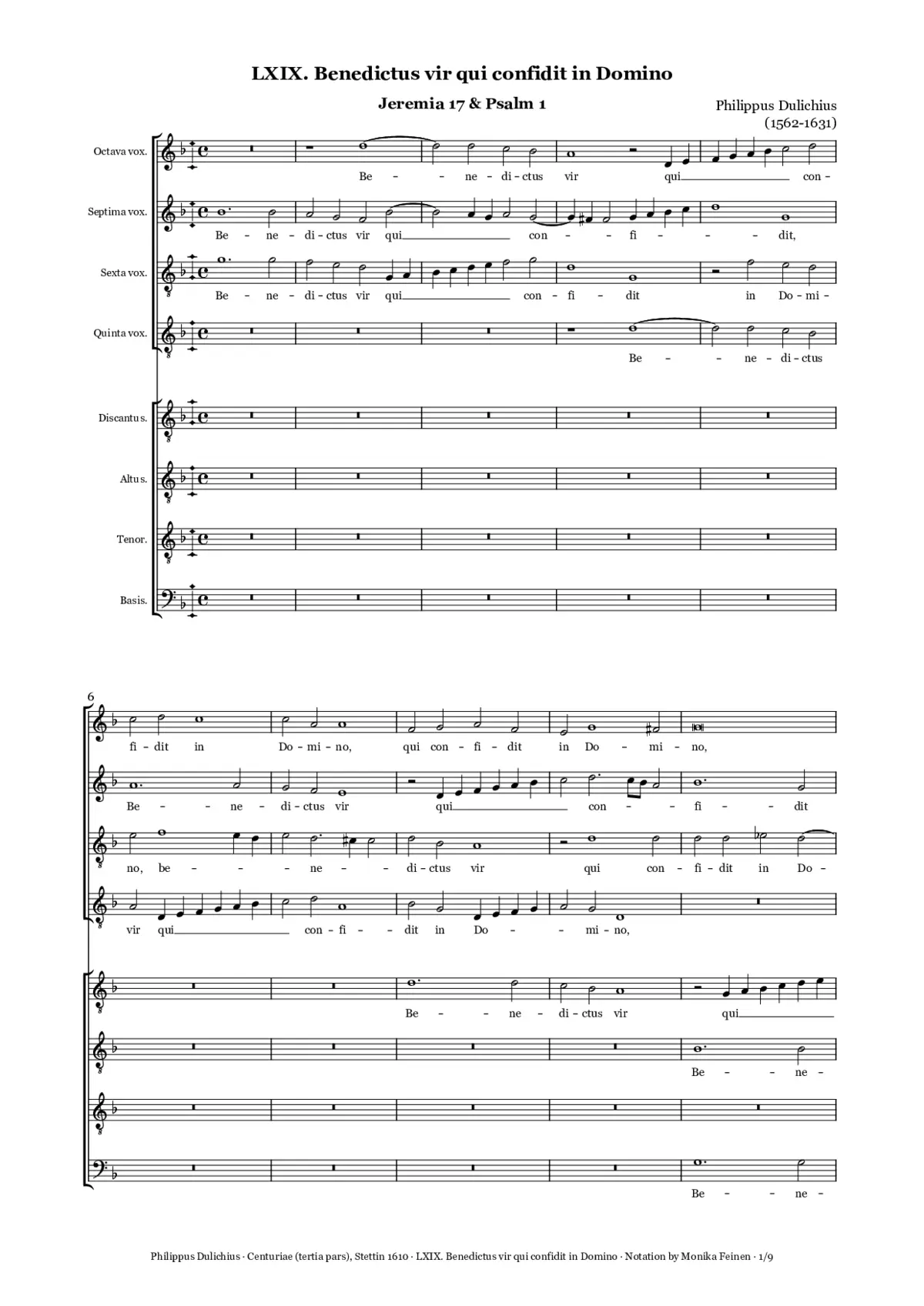 Benedictus vir qui confidit - Page 1