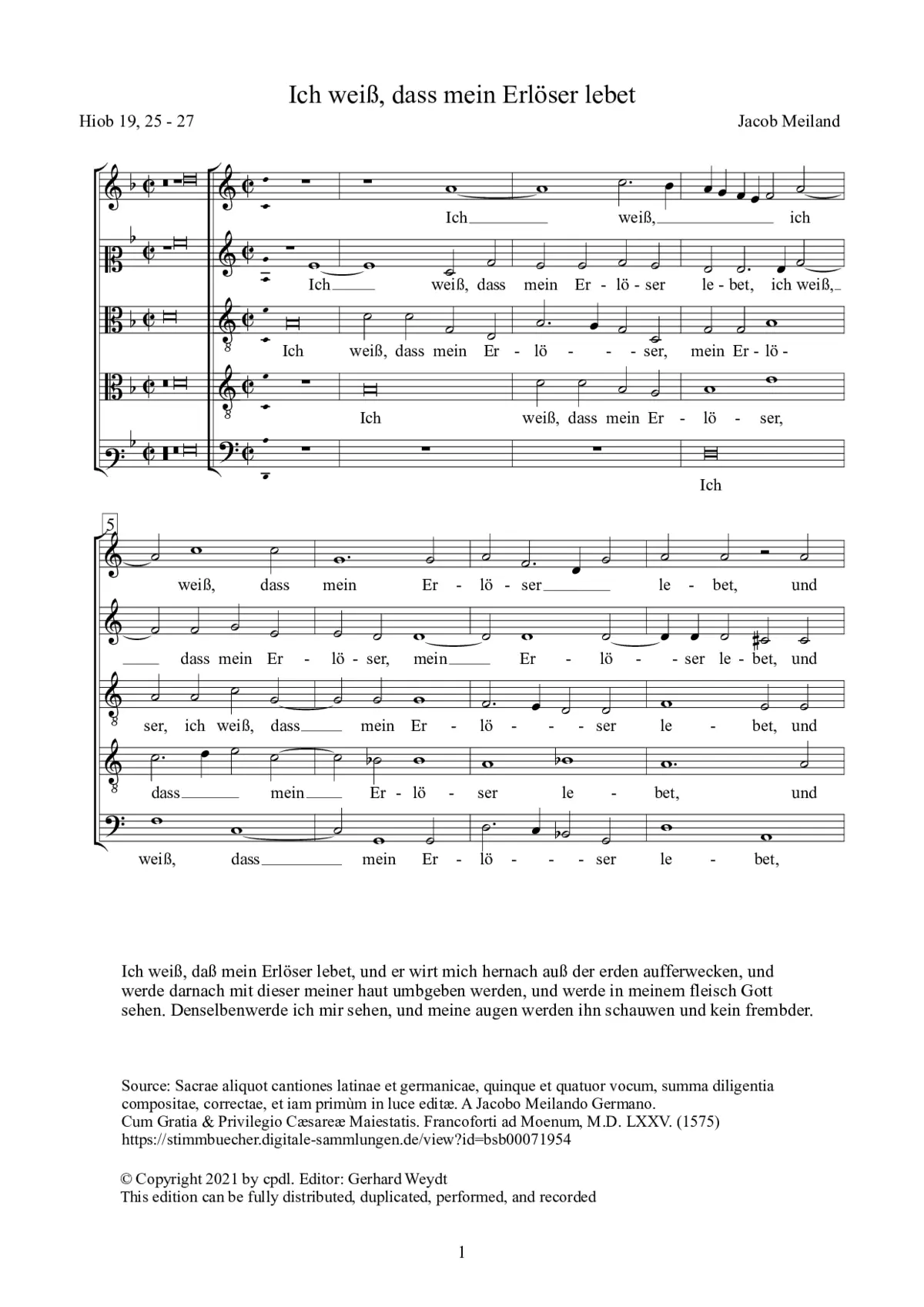 Ich weiß, daß mein Erlöser lebet - Page 1